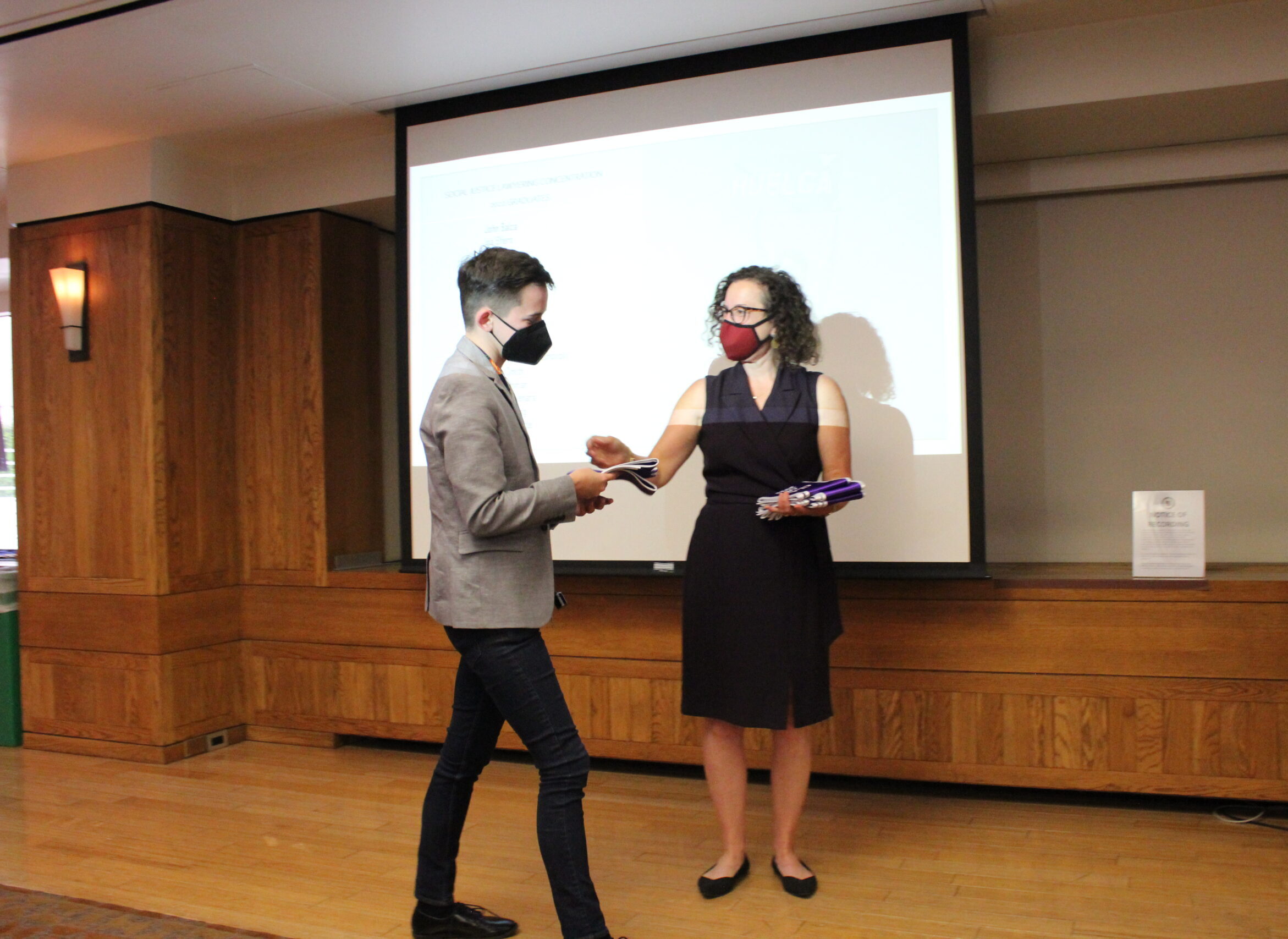 Gail Silverstein hands out awards during UC Law SF public interest awards ceremony.